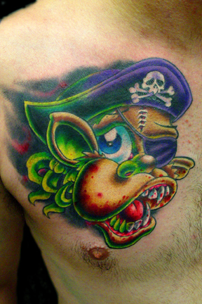 Tattoos - Oddities tattoos - Bloody Pirate Monkey